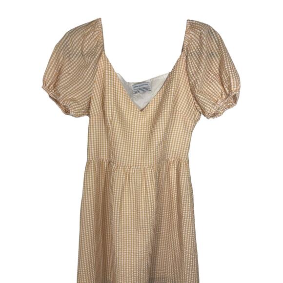 Urban Outfitters Orange Fitted Cottage Core Gingham Dress - Picture 2 of 5